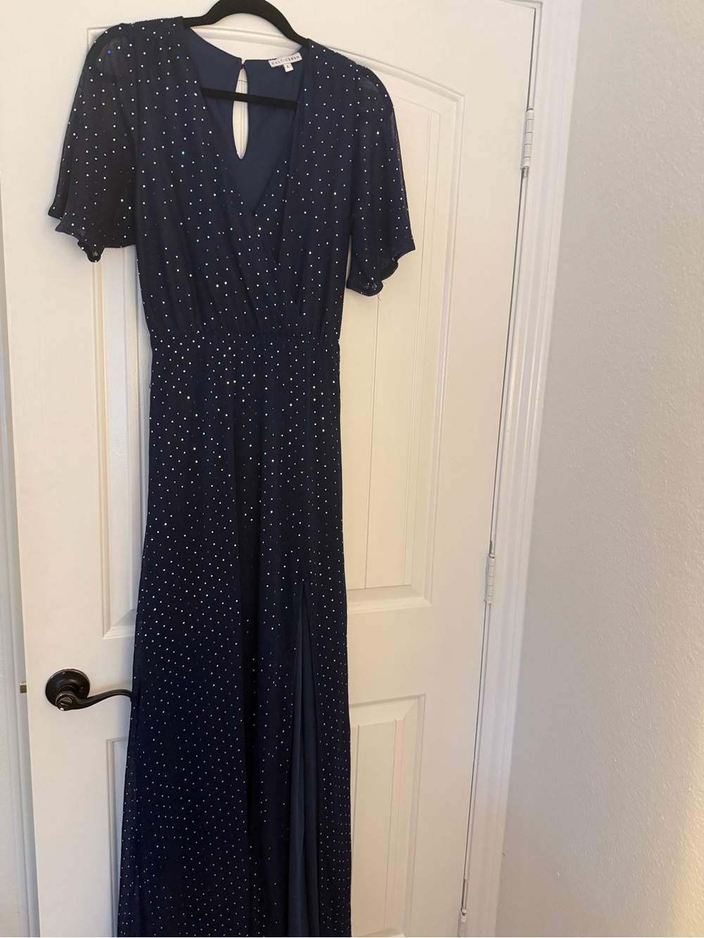 Baltic Born Navy Blue Swiss Dot Maxi Dress | Size Large